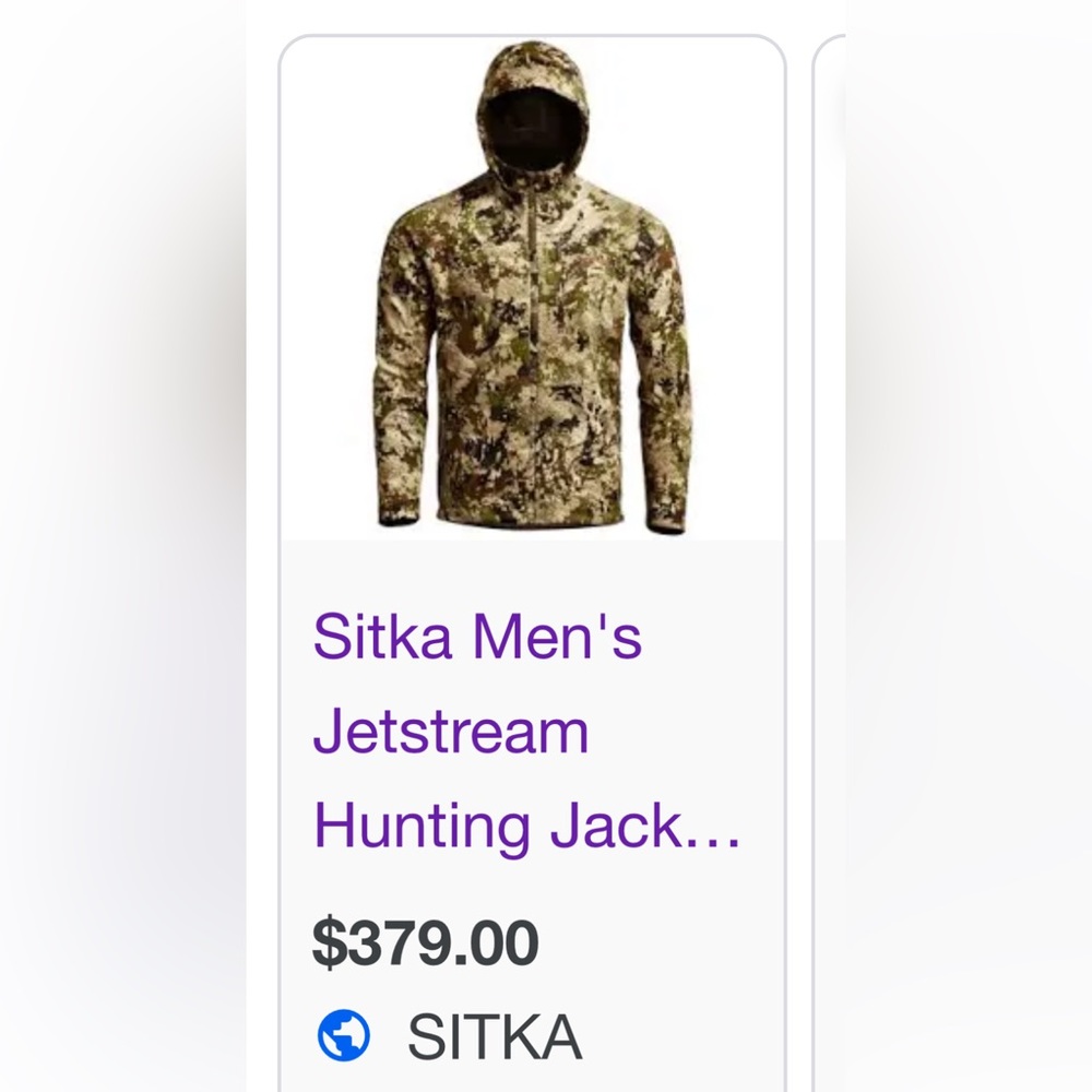 Never worn Men’s Sitka Jetstream jacket size M pattern is optifade subalpine